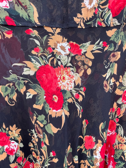 Black Floral Sheer Midi Skirt - Romantic Summer Fashion