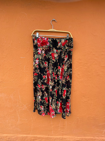 Black Floral Sheer Midi Skirt - Romantic Summer Fashion