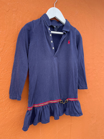 Ralph Lauren Navy Cotton Dress for Girls — detail