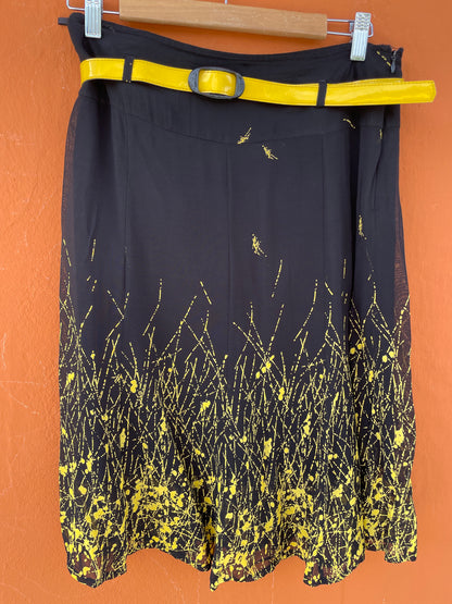 Vintage Black Skirt with Yellow Abstract Splash — additional view 10
