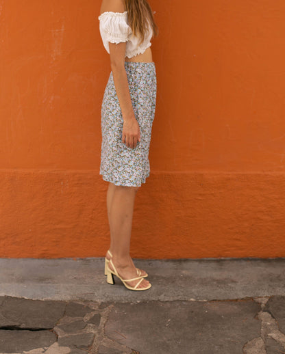 Vintage Blue Floral Skirt with Pockets — additional view 5