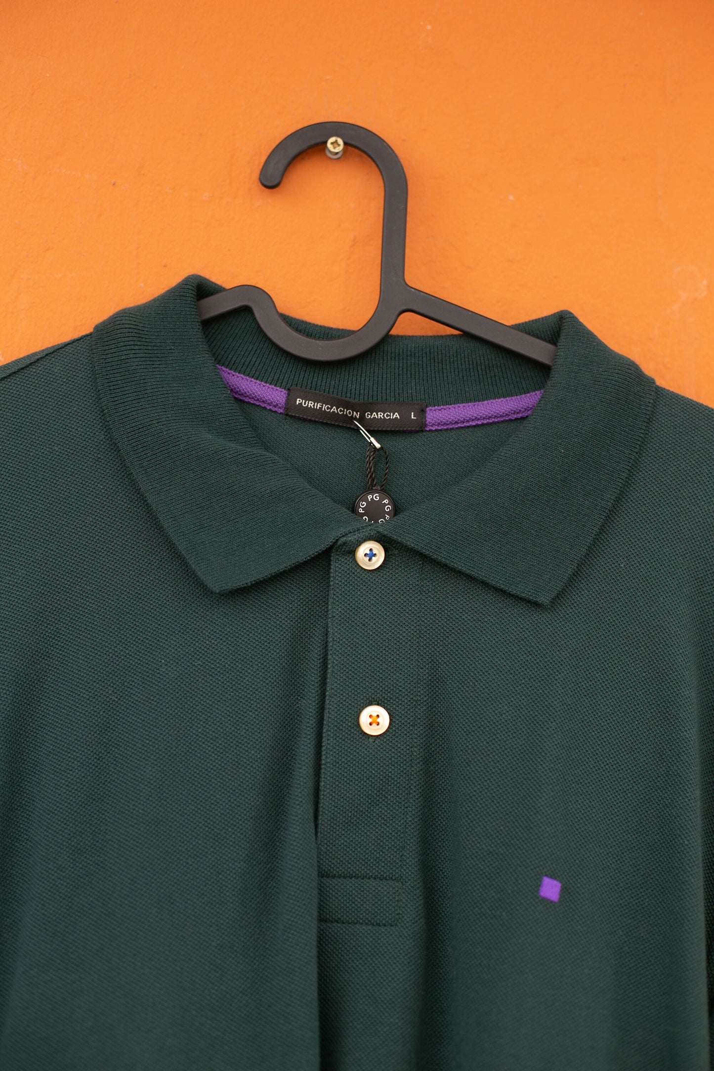 Vintage Purificación García Long Sleeve Polo Shirt – Forest Green | Size S
