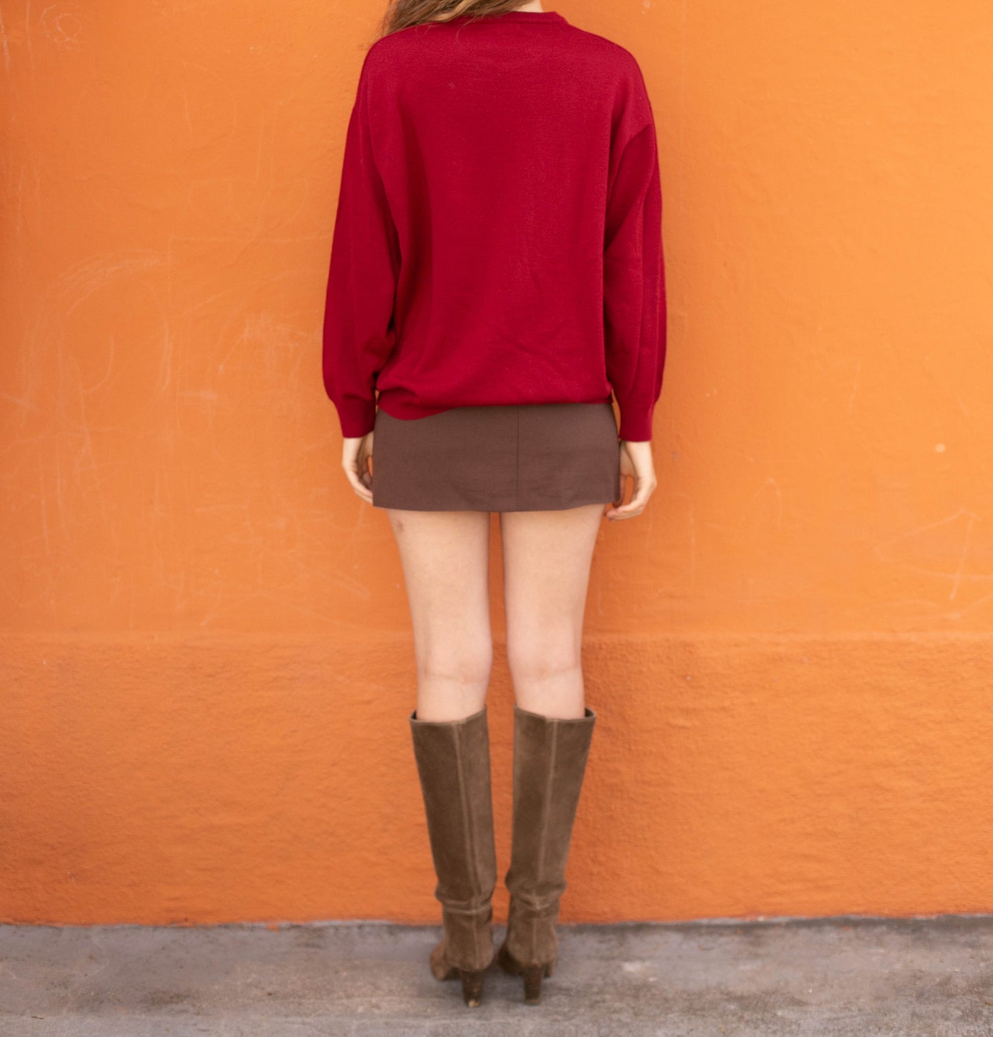 Vintage Burberry Red Sweater | Unisex Merino Wool Blend Knit | Minimal Logo Embroidery | Size XL