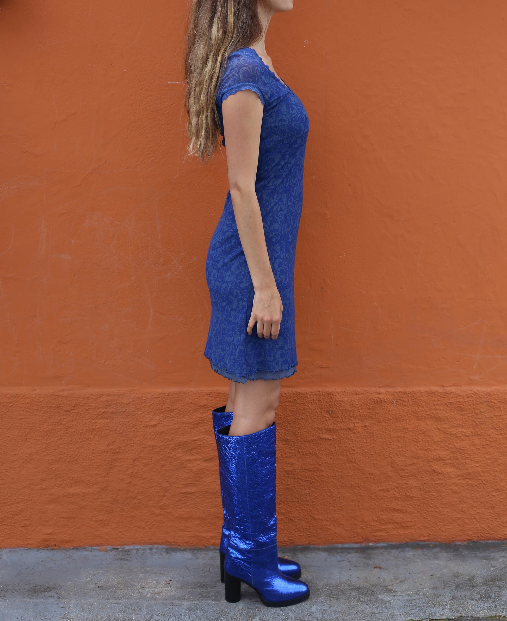 Vintage Blue Lace Midi Dress — additional view 5