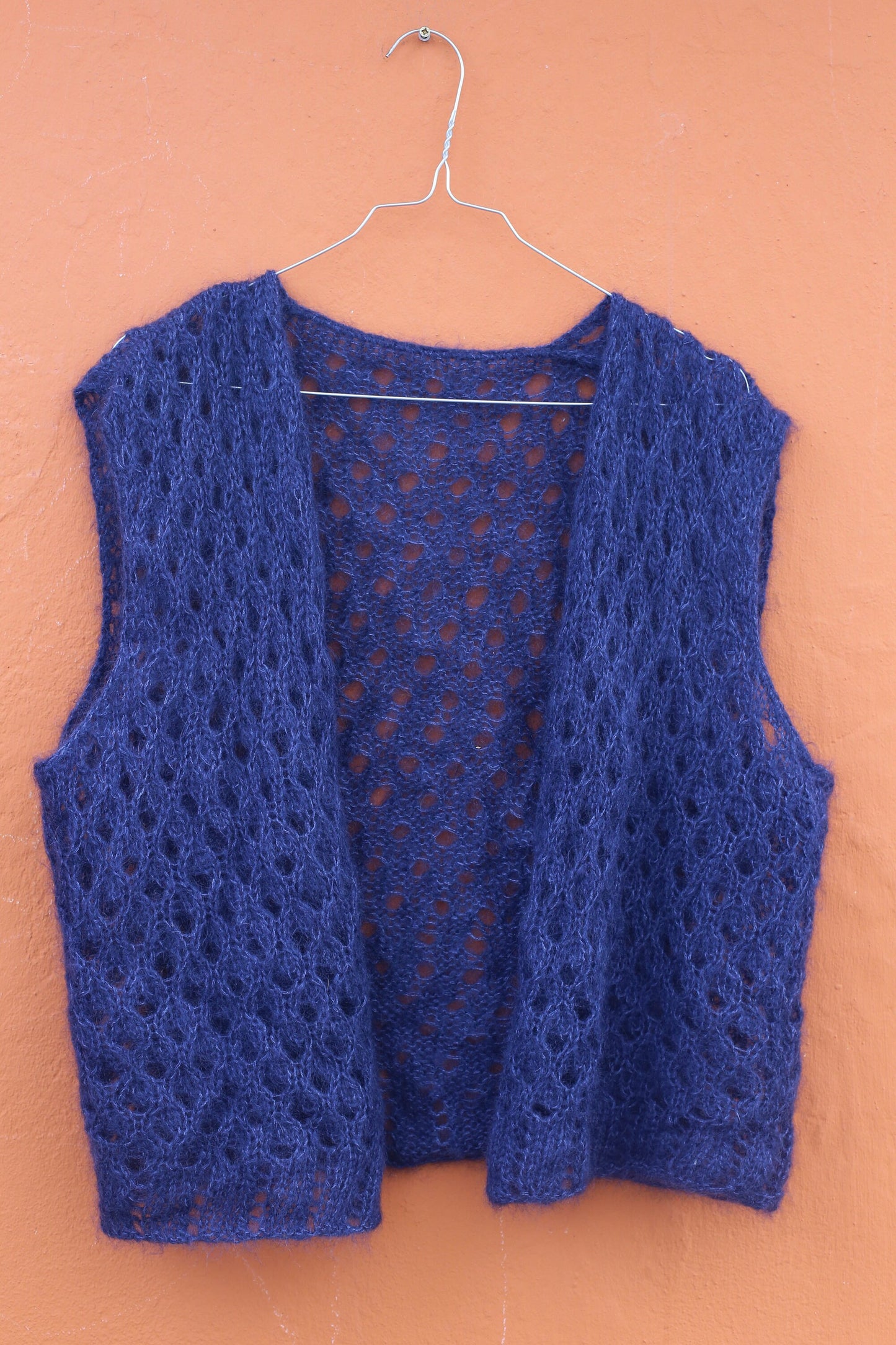 Navy blue bolero, Handmade crochet vest, Vintage smart Spencer, Cottage core clothing, Dark marine blue UNISEX vest, Handknit vintage top