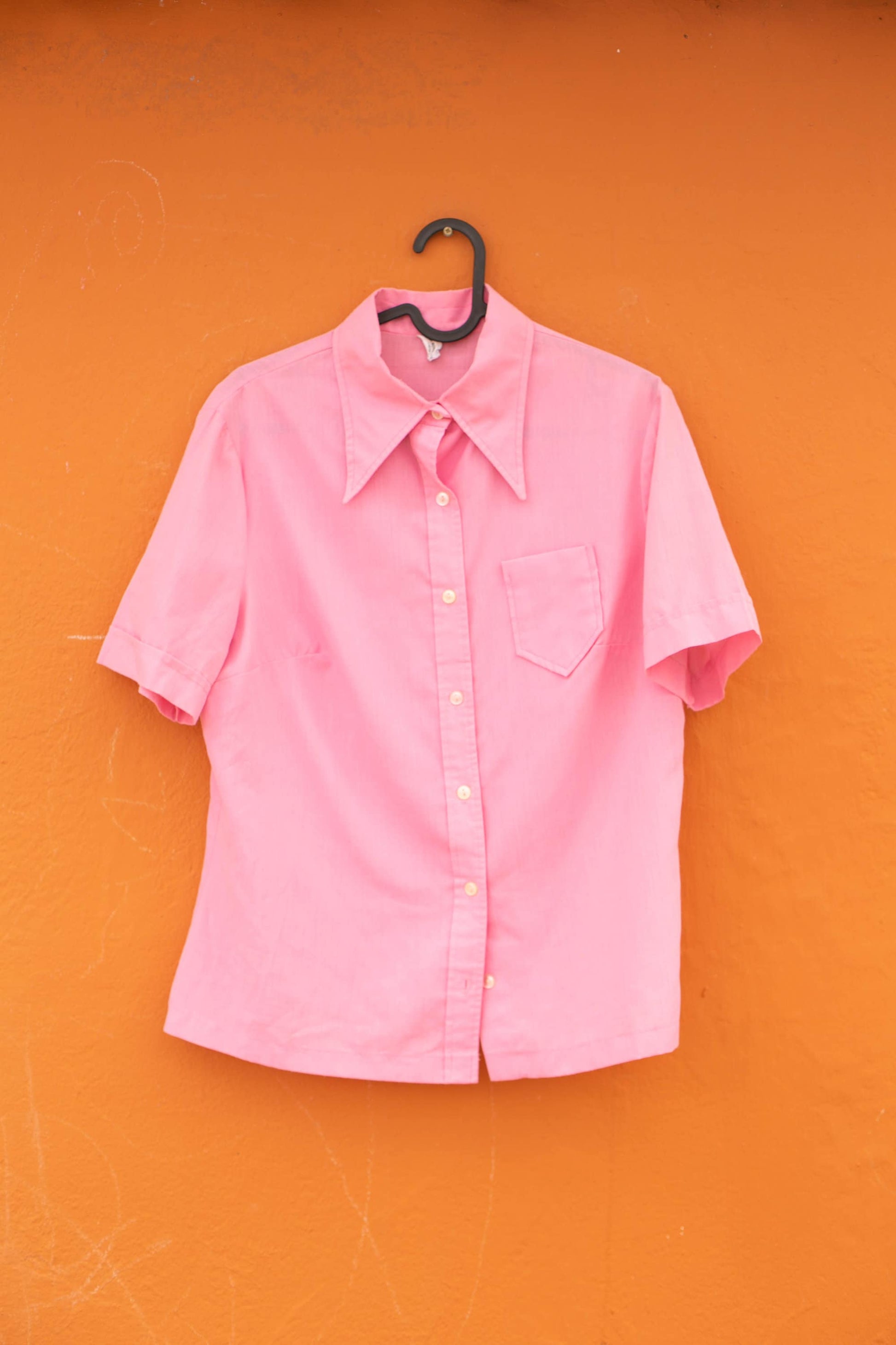 Vintage Bubblegum Pink Blouse - Feminine Button-Down - Casual Chic barbiecore outfit