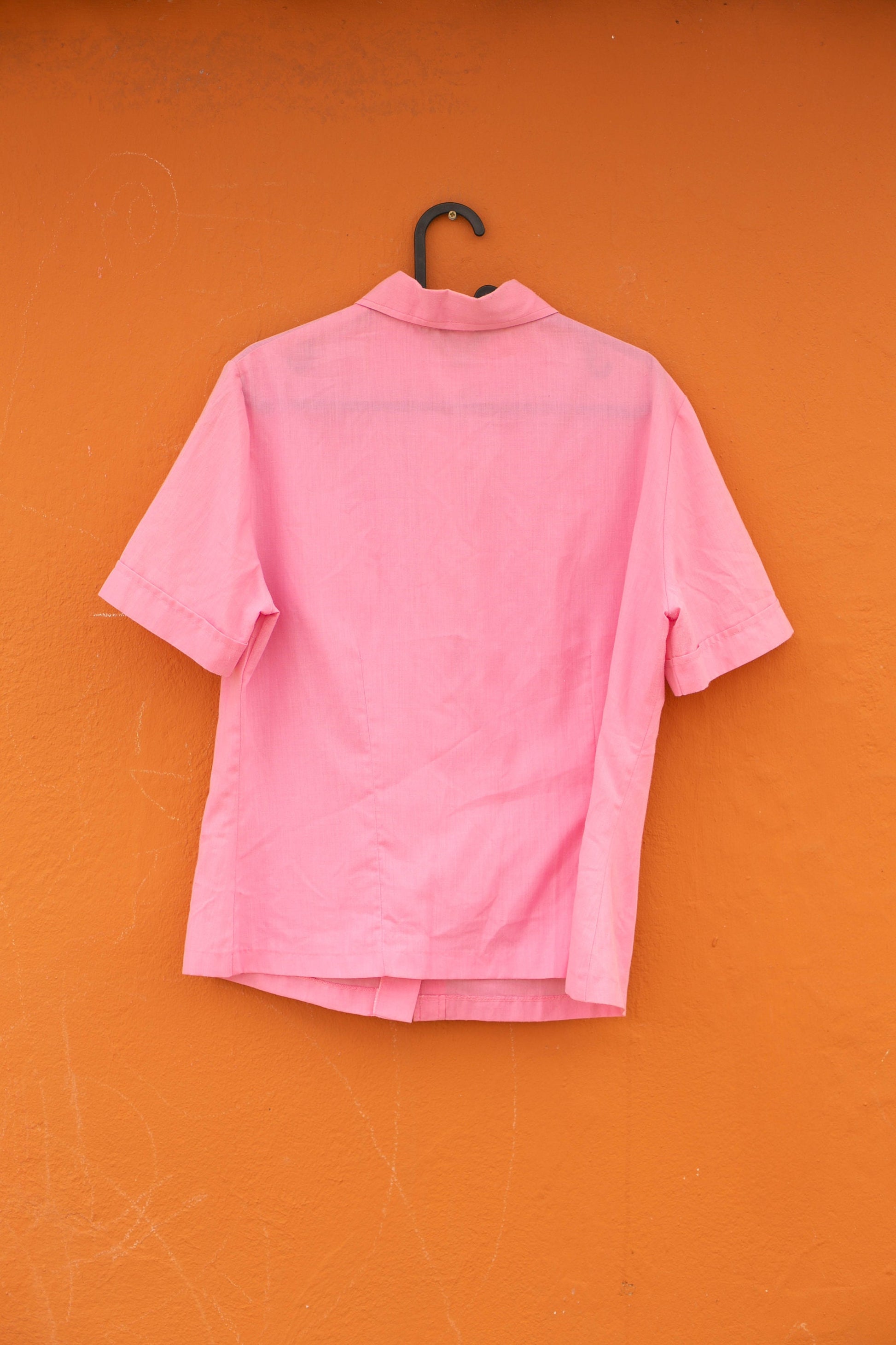 Vintage Bubblegum Pink Blouse - Feminine Button-Down - Casual Chic barbiecore outfit