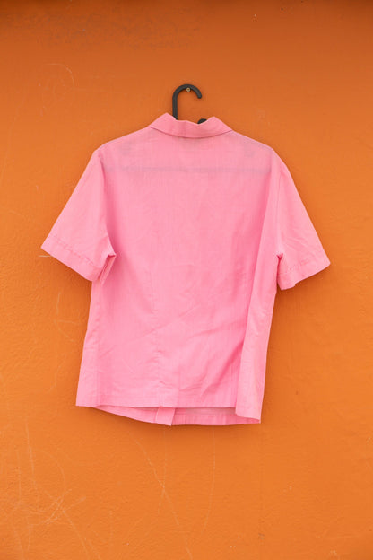 Vintage Bubblegum Pink Button-Down Blouse — additional view 6