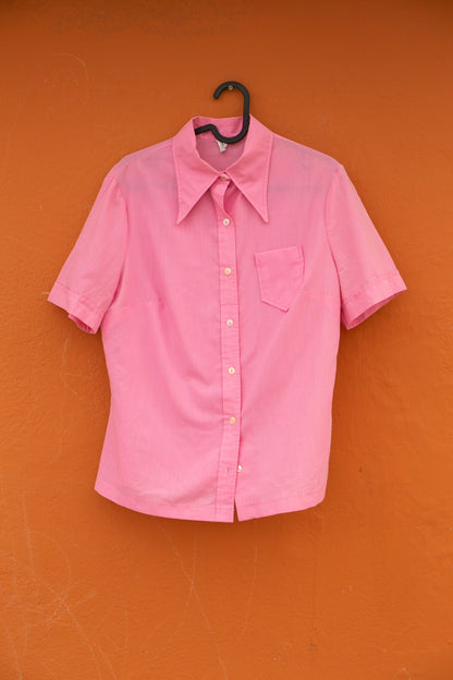 Vintage Bubblegum Pink Button-Down Blouse — additional view 9