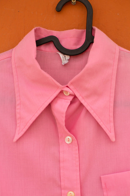 Vintage Bubblegum Pink Button-Down Blouse — additional view 7