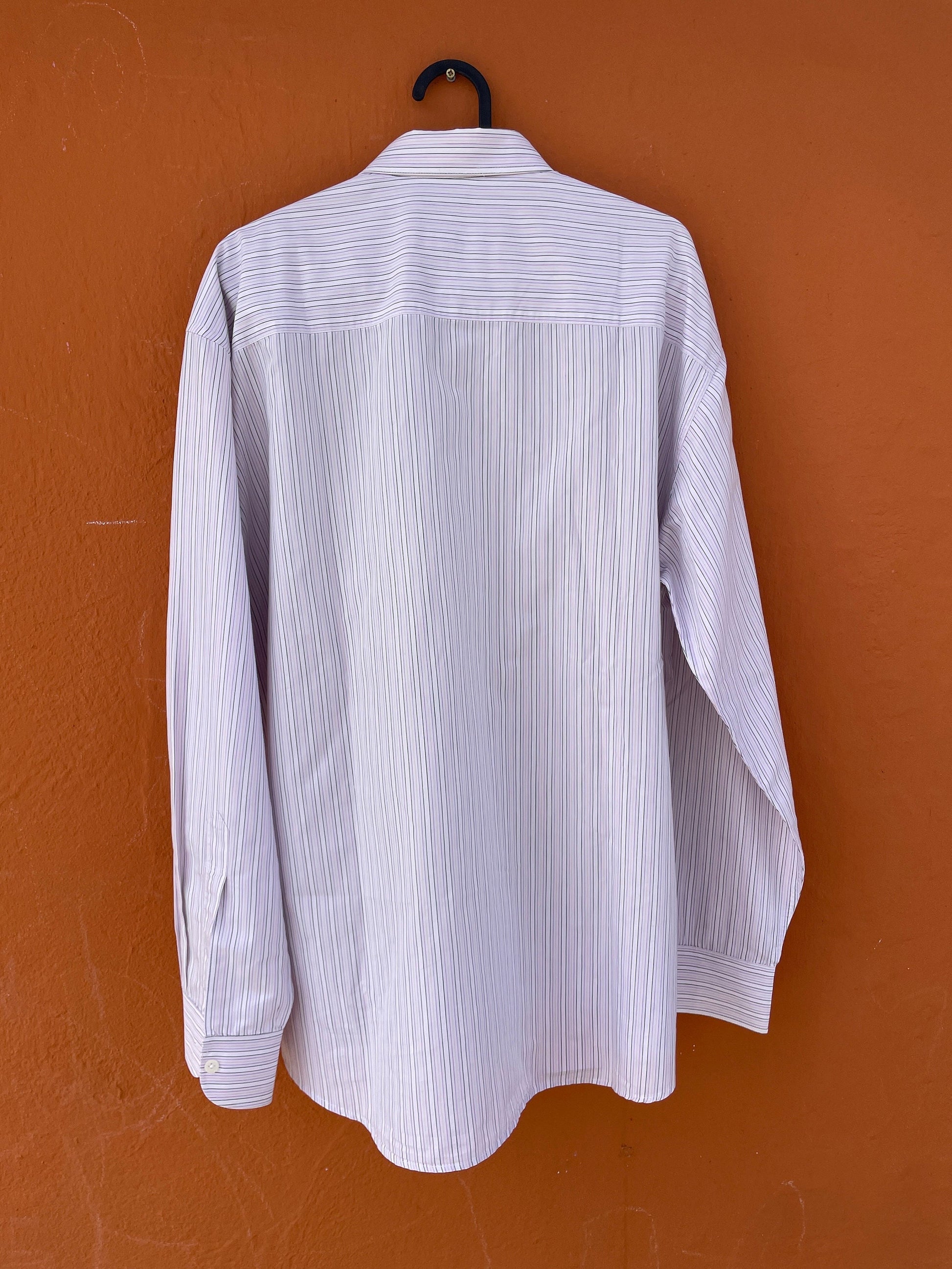 Vintage Burberrys London Men's Oxford Shirt - Striped Pink, Purple, Green