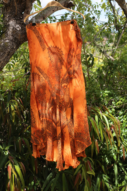 Vintage Y2K Orange High Waist Midi Skirt — additional view 7