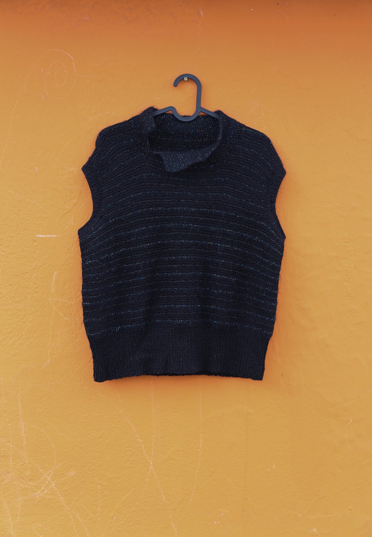 Vintage Sparkle Knit Top - Subtle Green Glitter, Sleeveless Stylish Vest