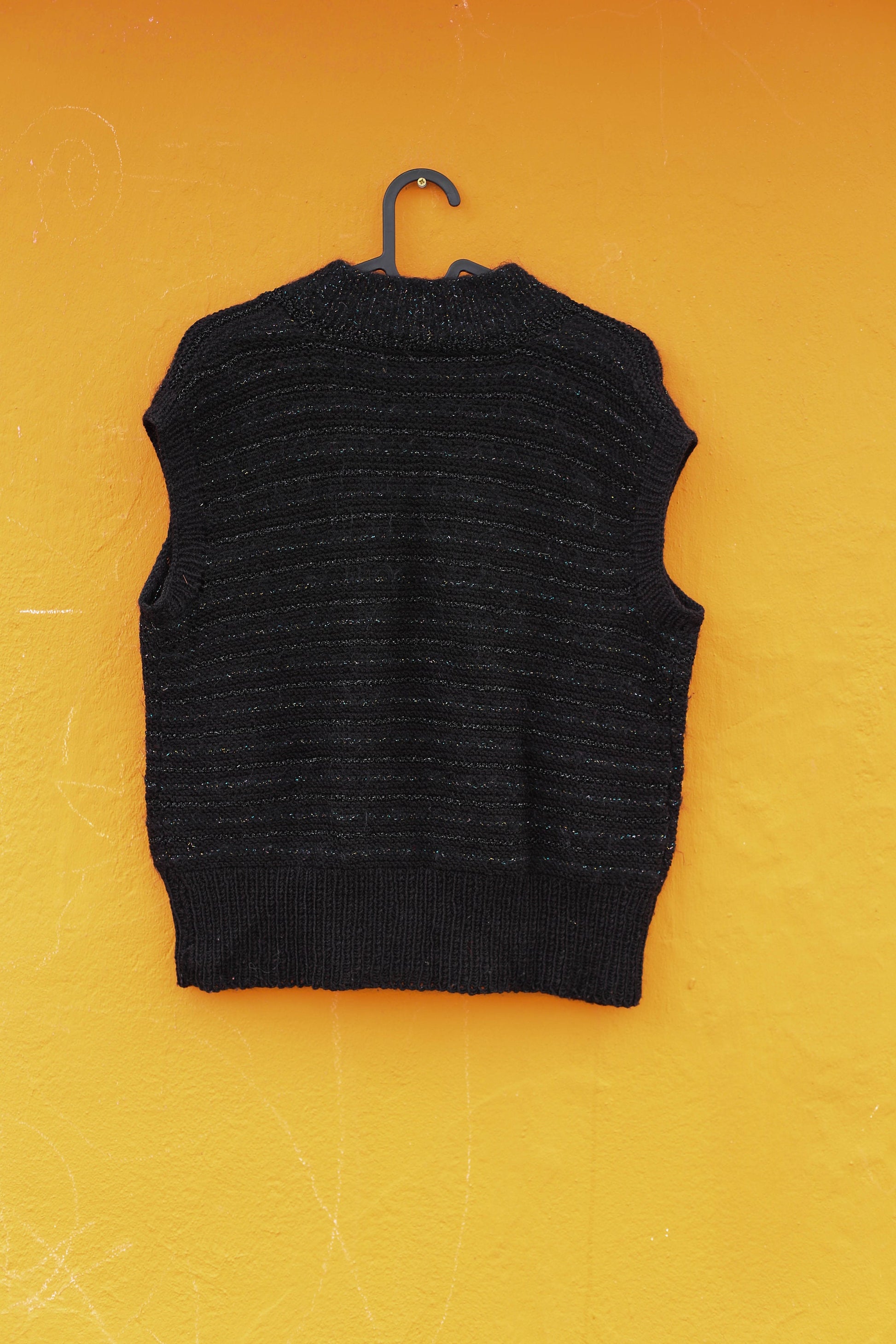 Vintage Sparkle Knit Top - Subtle Green Glitter, Sleeveless Stylish Vest