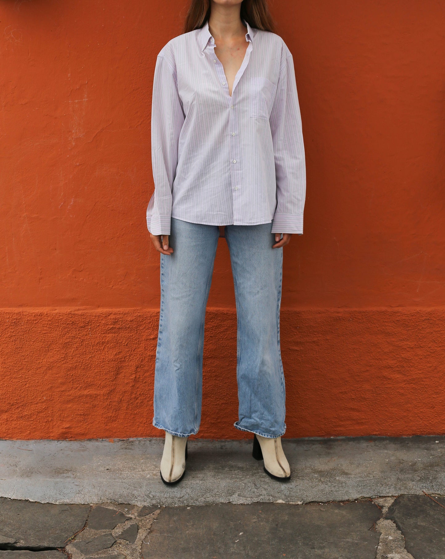 Vintage Burberrys London Men's Oxford Shirt - Striped Pink, Purple, Green