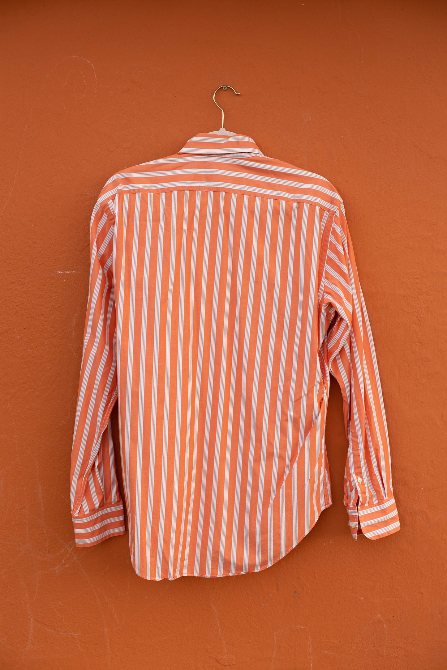 Vintage Massimo Dutti Coral Striped Shirt – Oversized Button-Up Blouse (EU 42)