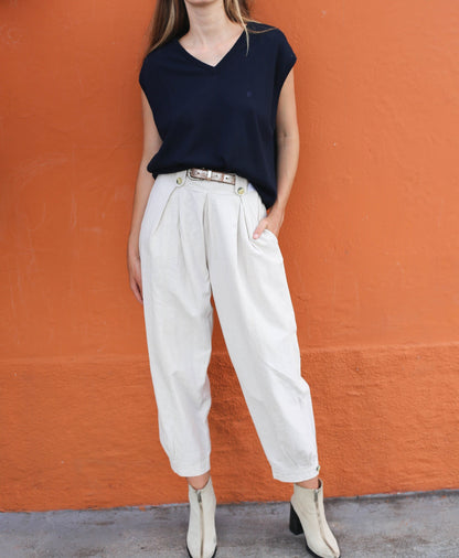 Navy Vintage Wool Blend Sweater Vest — back view