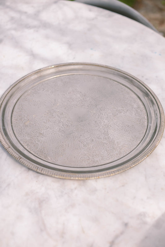 Cavalier's English Splendor – Silver Plated round Serving Dish, Brass plated marrokish delicates platter, aperitive tray