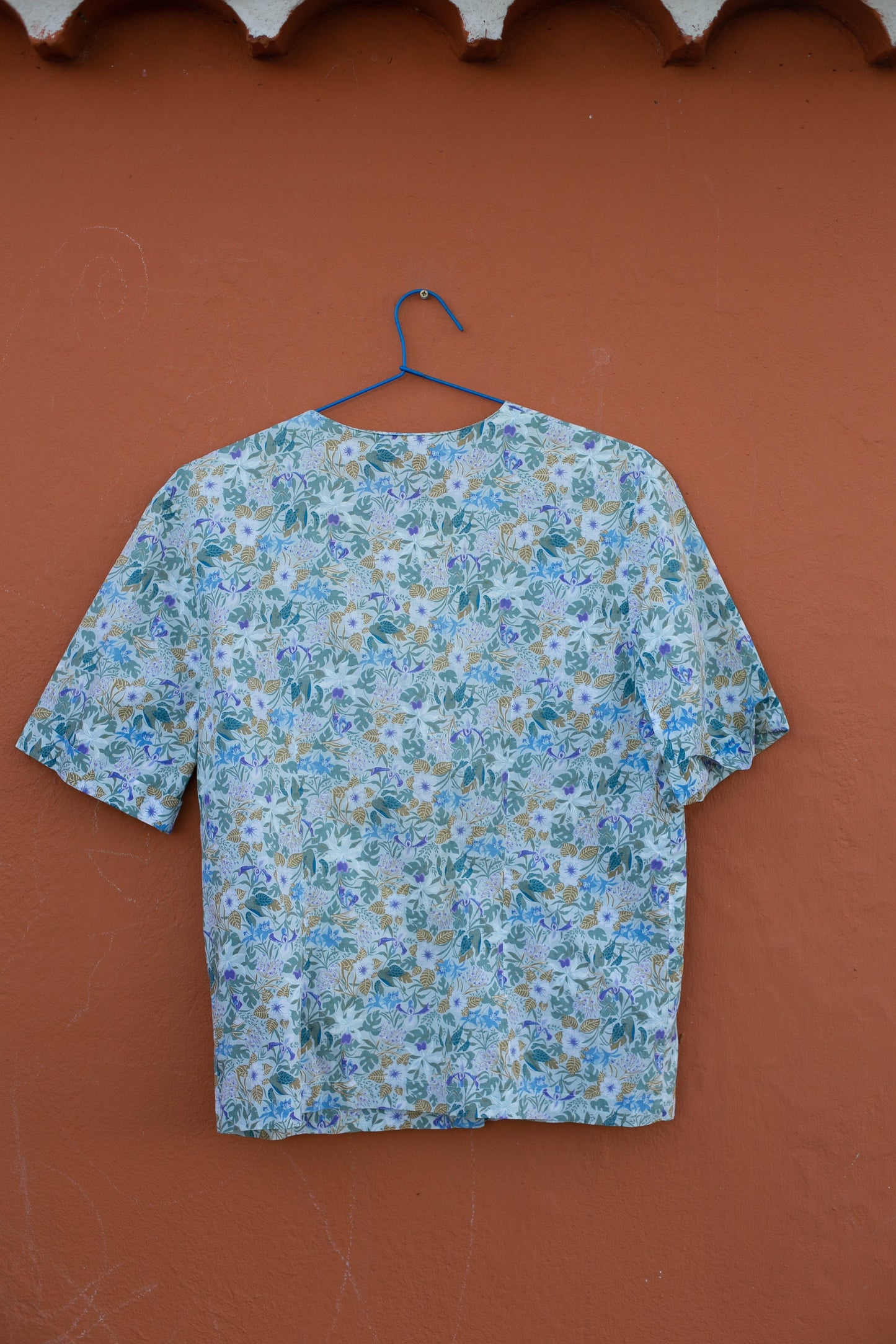 Floral vintage women's blouse, Retro flower pattern shirt, Cute summer top, Long sleeve button up, Feminine shirt