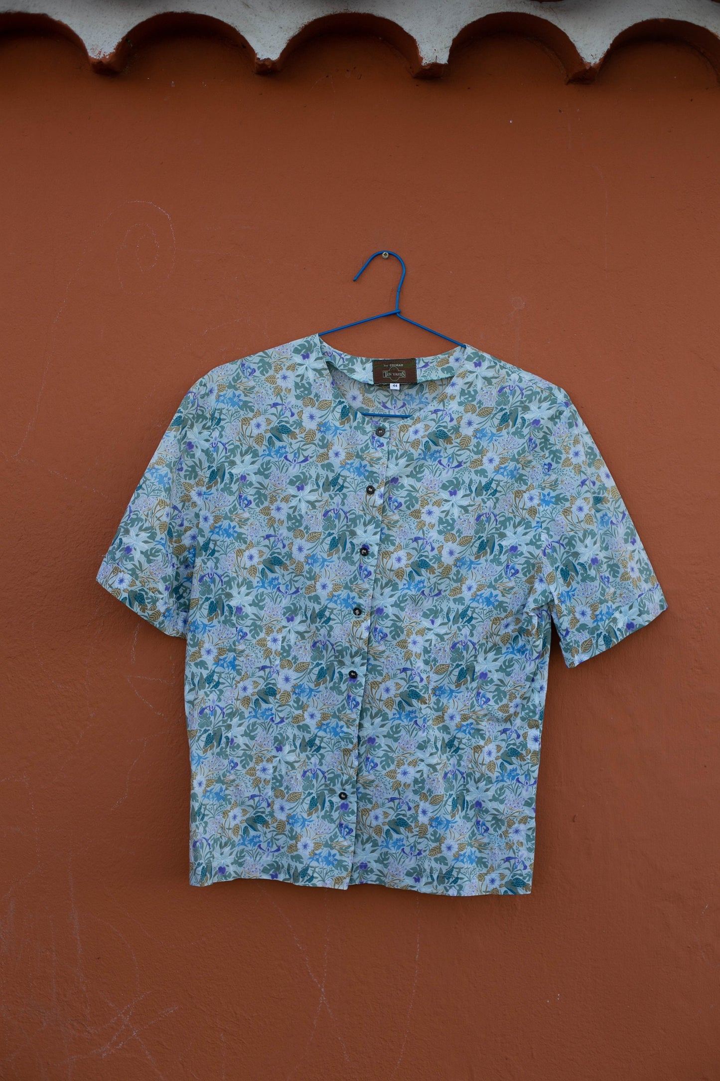 Floral vintage women's blouse, Retro flower pattern shirt, Cute summer top, Long sleeve button up, Feminine shirt