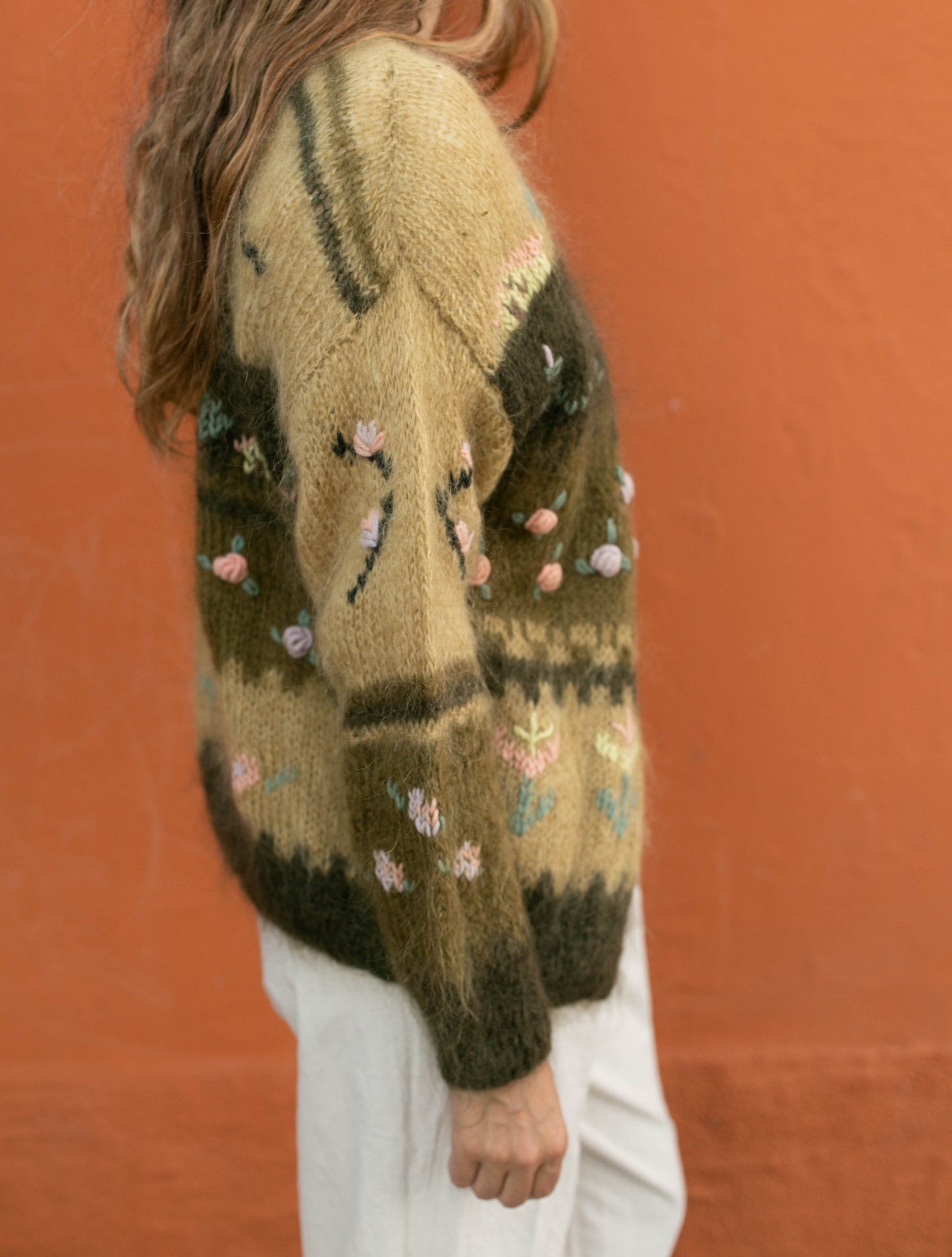 Jeanne Pierre Italian Mohair Blend Cardigan – Cozy Craftsmanship, Cottage core wool sweater, Après-ski Handmade winter design jumper, Size M