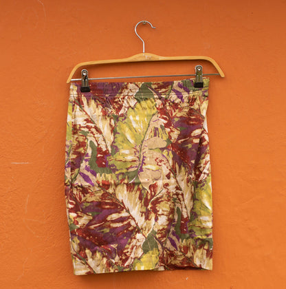 Anna Ferrari Autumn Leaf Print Pencil Skirt, Vintage Italian Mini