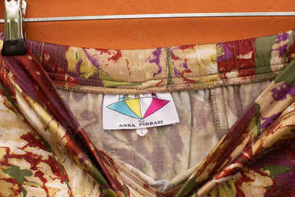 Anna Ferrari Autumn Leaf Print Pencil Skirt, Vintage Italian Mini