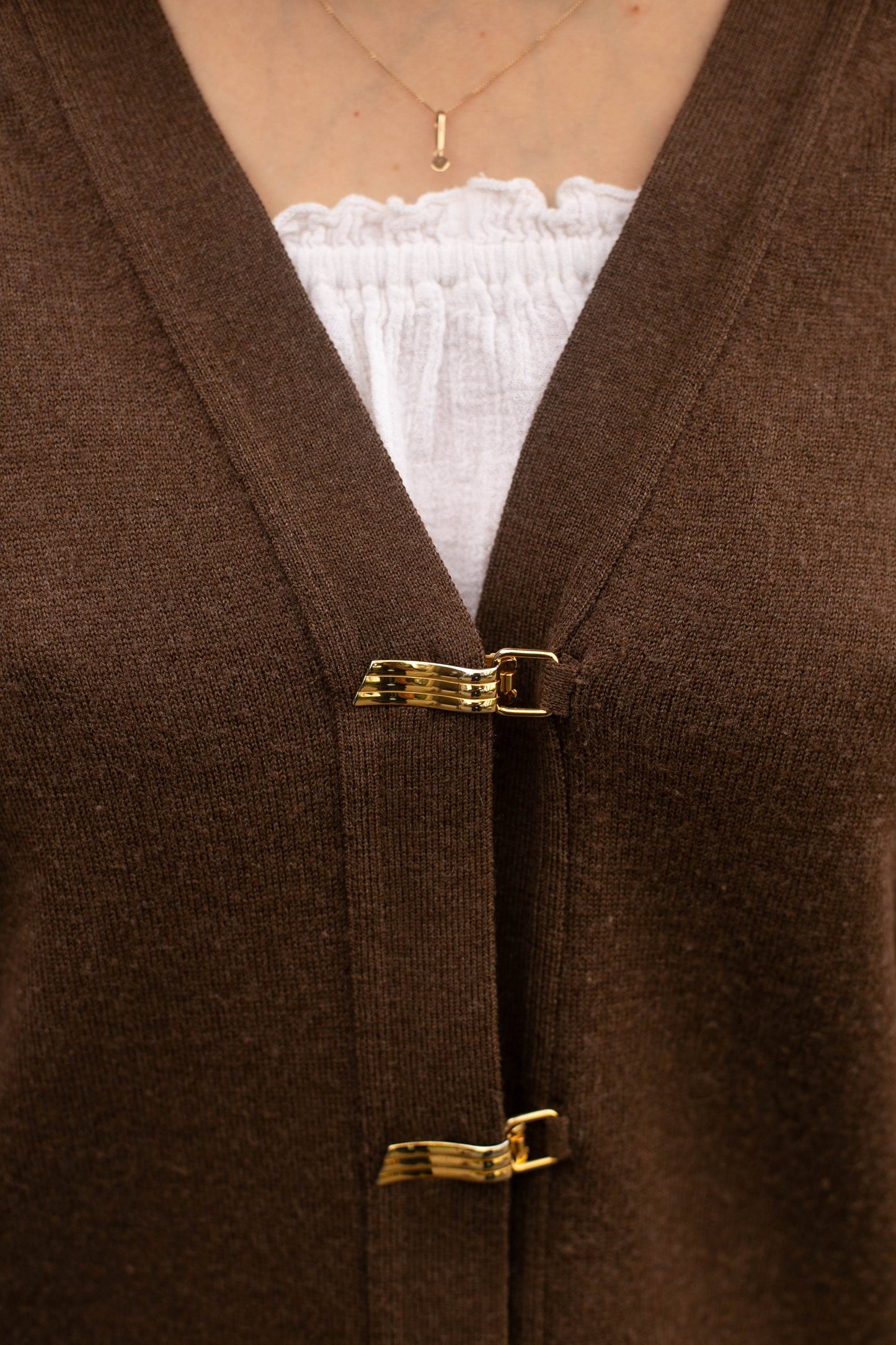 Vintage Burberrys of London Chocolate Merino Wool Cardigan | Gold Clasp Closure | Size 40 (M)