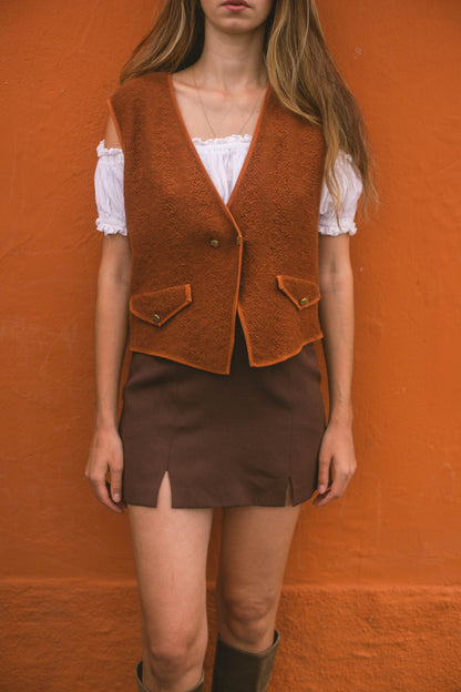 Copper Orange Wool-Angora Vintage Vest
