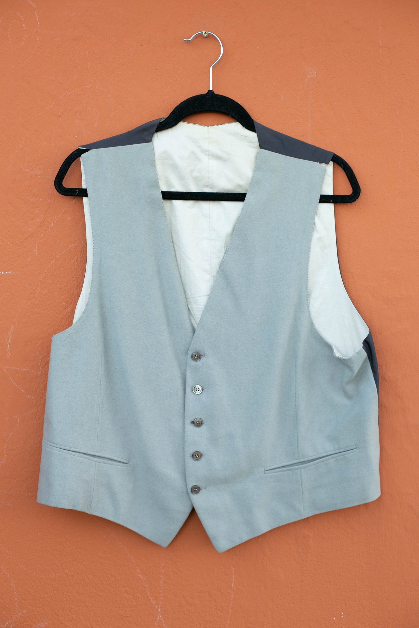 Hand tailored light blue Vest, Grey Italian vintage waistcoat,