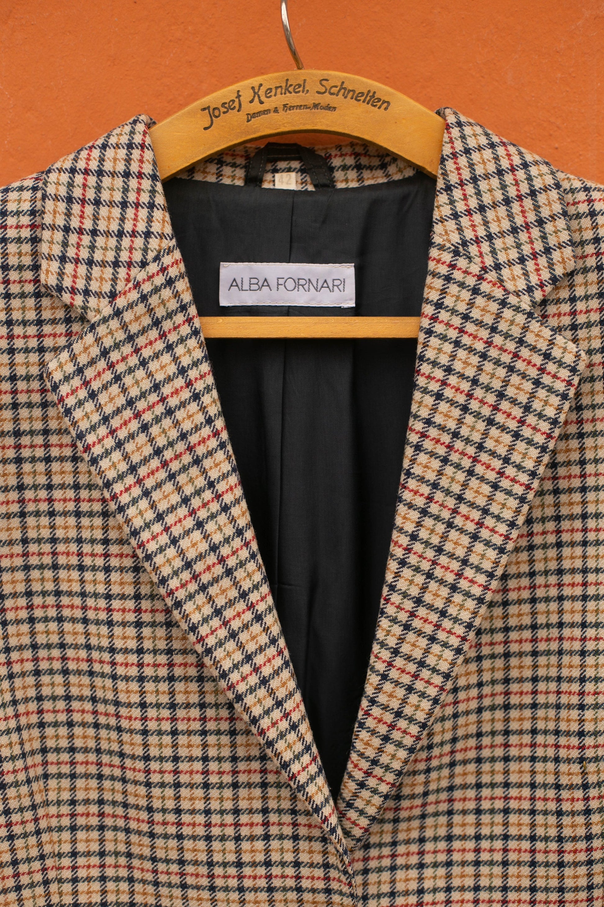 Alba Fornari Classic Wool Blend Blazer, Light academia plaid blazer, Smart tartan woman coat, Autumn outerwear, Boxy fit oversized coat