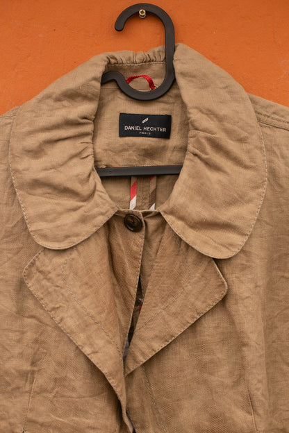 Vintage French Brown Linen Cropped Jacket — additional view 10