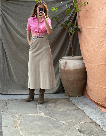 Vintage Bubblegum Pink Button-Down Blouse — back view