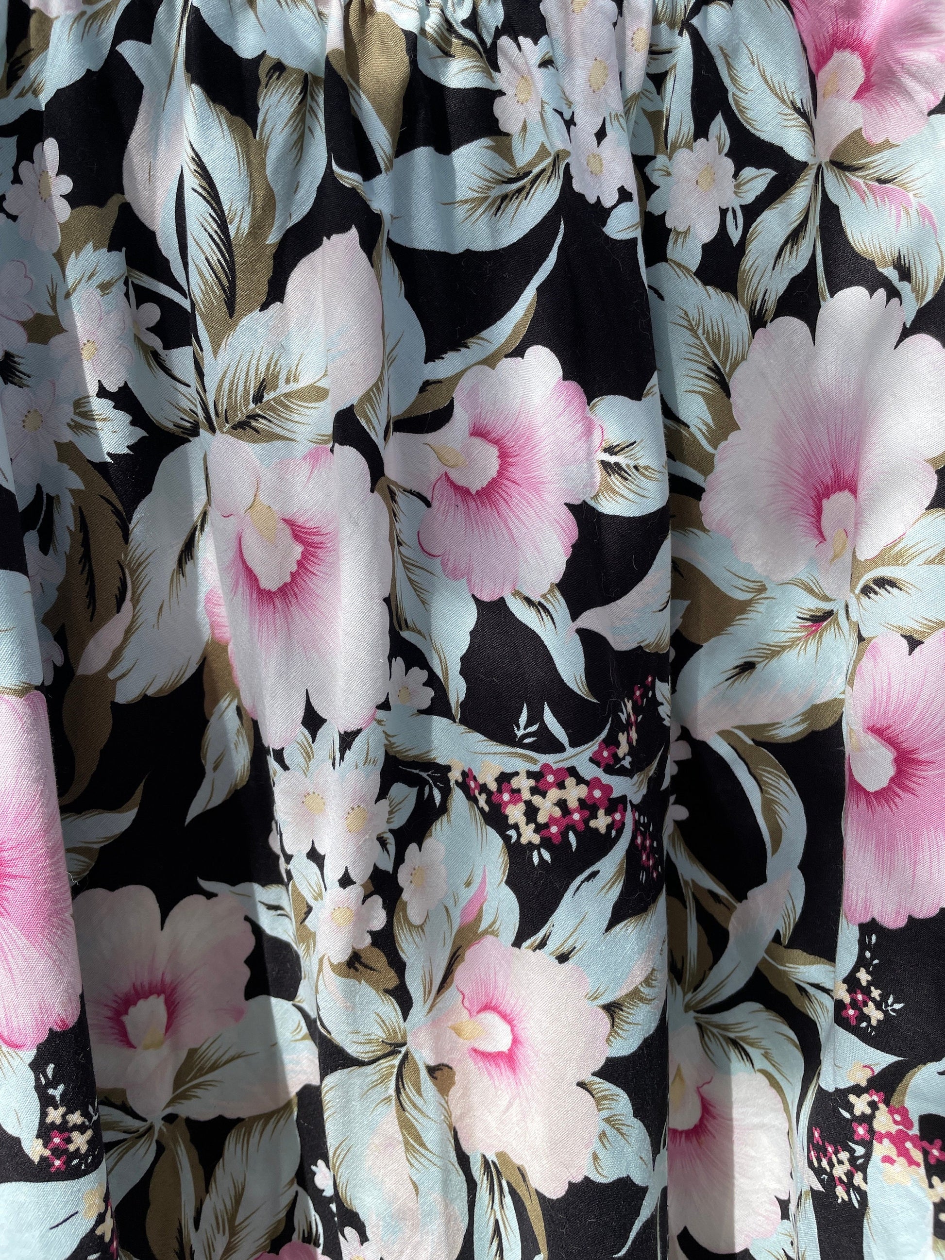 Vintage Floral Women's Skirt, Beautiful Pink Flowers, 100% Cotton