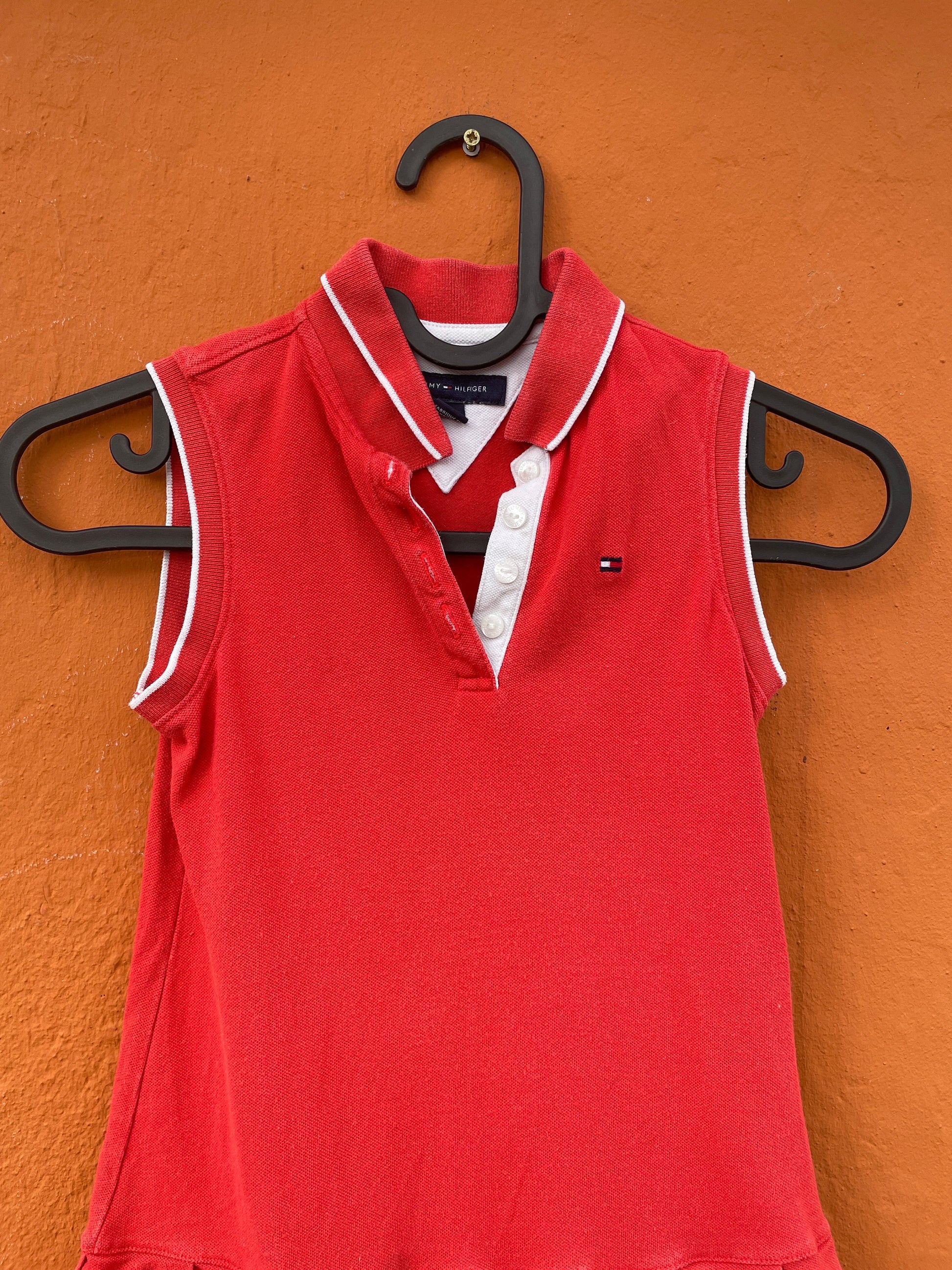 Red Polo Dress for Girls — fabric close-up