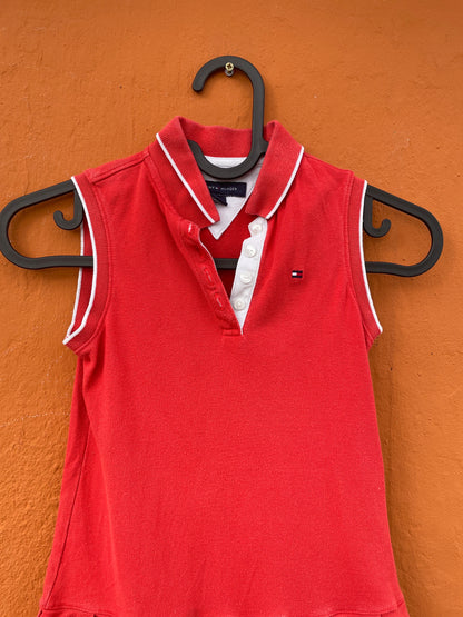 Red Polo Dress for Girls — fabric close-up