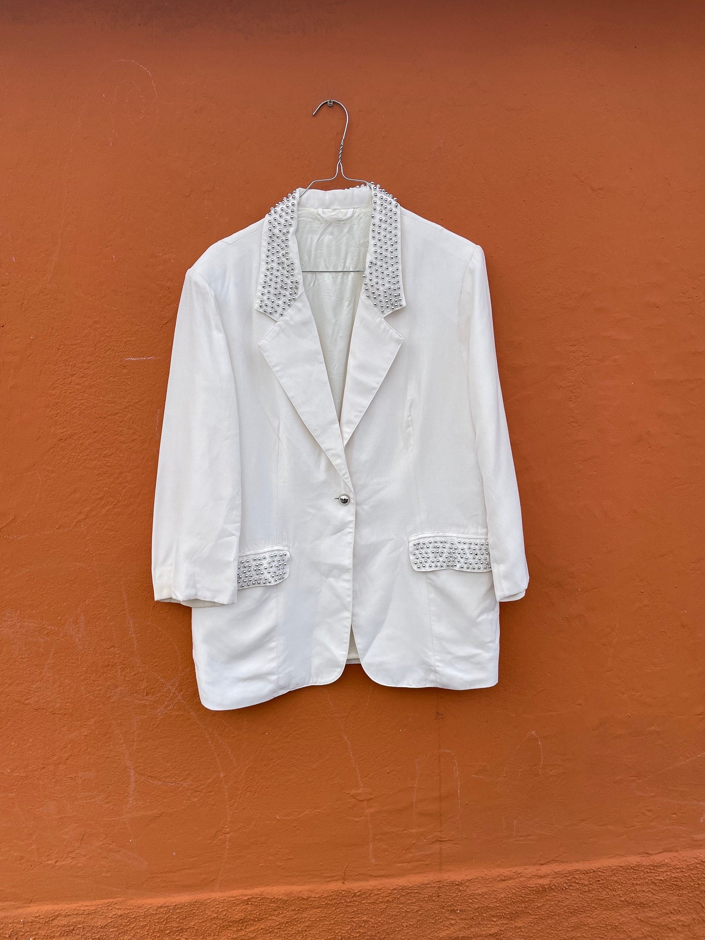 Vintage White Blazer with Silver Embellishments — additional view 6