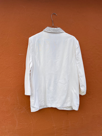 Vintage White Blazer with Silver Embellishments — additional view 8