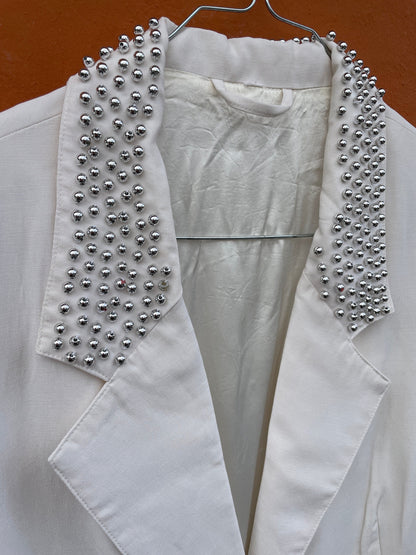 Vintage White Blazer with Silver Embellishments — additional view 9