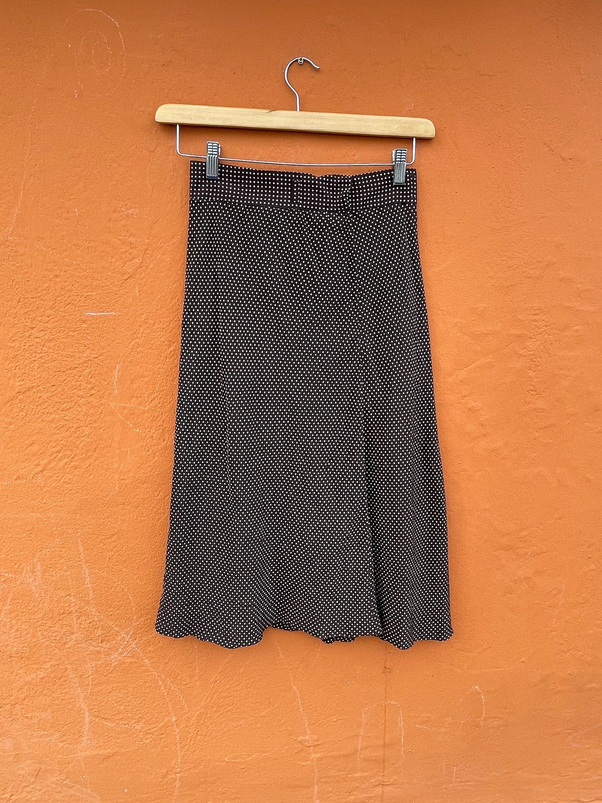 Elegant dotted pure silk woman skirt, High waist vintage midi skirt, Italian design high rise summer wear