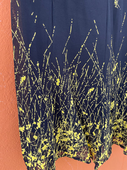 Vintage Black Skirt with Yellow Abstract Splash — additional view 8
