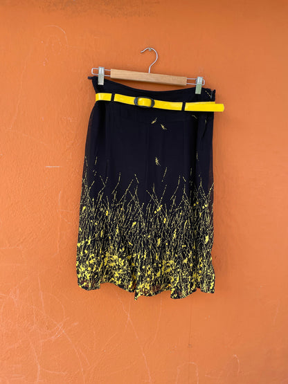 Vintage Black Skirt with Yellow Abstract Splash — additional view 11