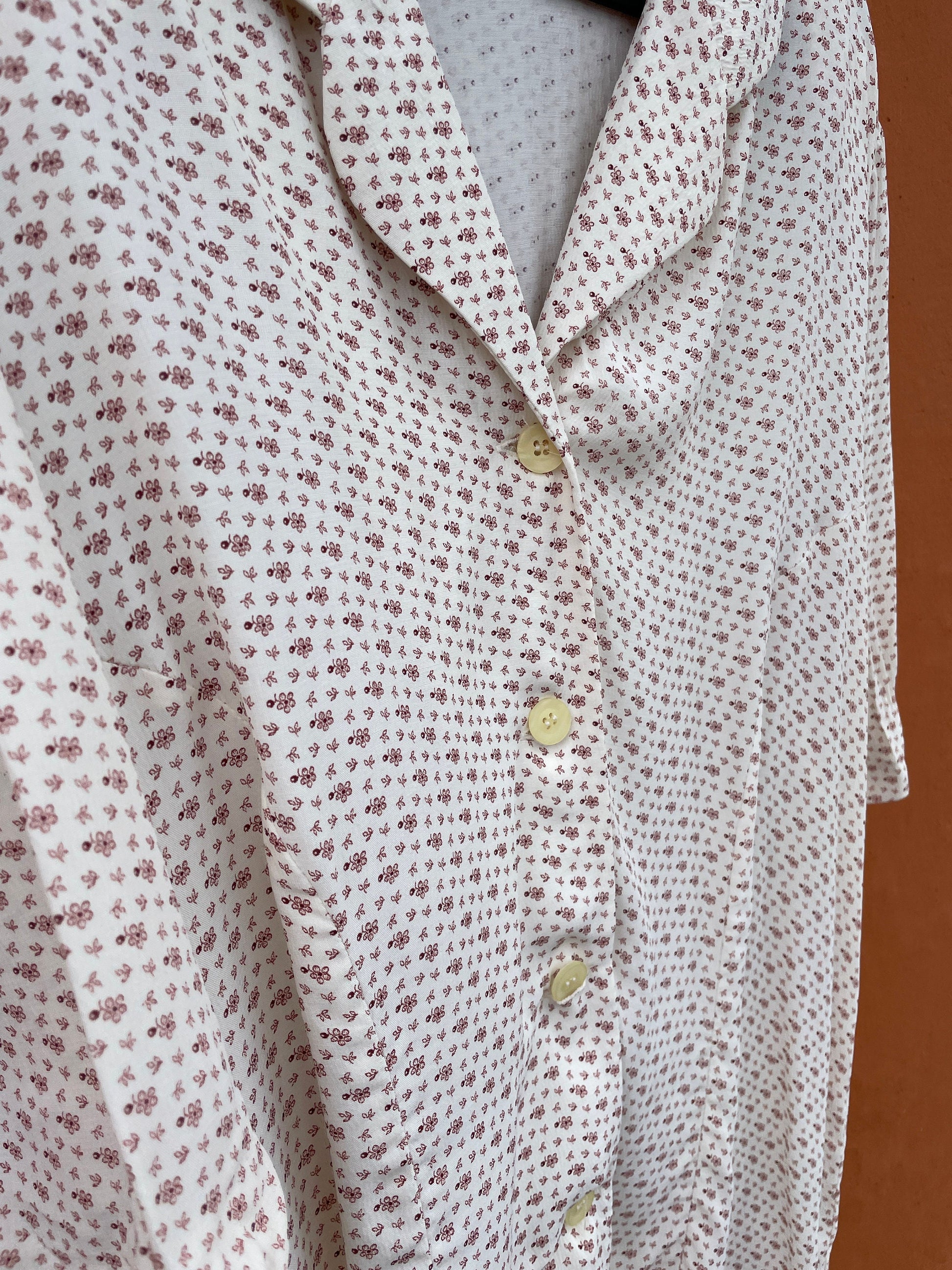 Vintage Women's Floral Button-Up Shirt, Light Cottagecore Aesthetic top, Perfect summer wear, Feminine vintage clothing