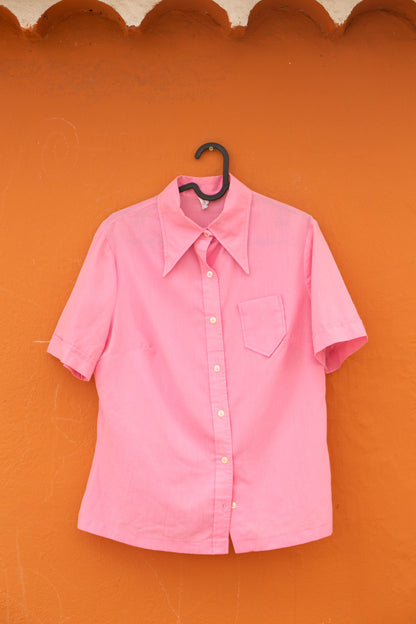 Vintage Bubblegum Pink Button-Down Blouse — additional view 8