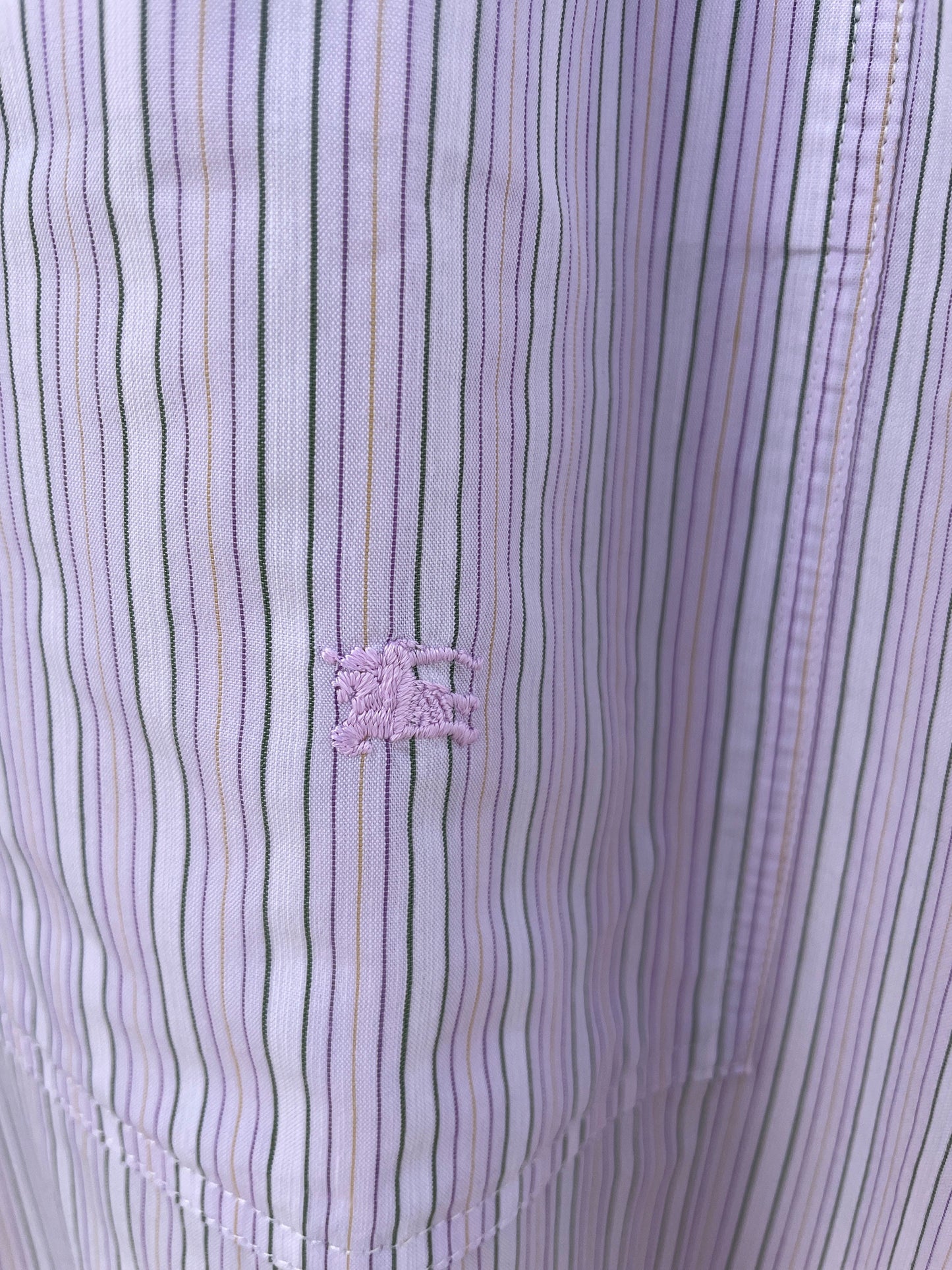 Vintage Burberrys London Men's Oxford Shirt - Striped Pink, Purple, Green