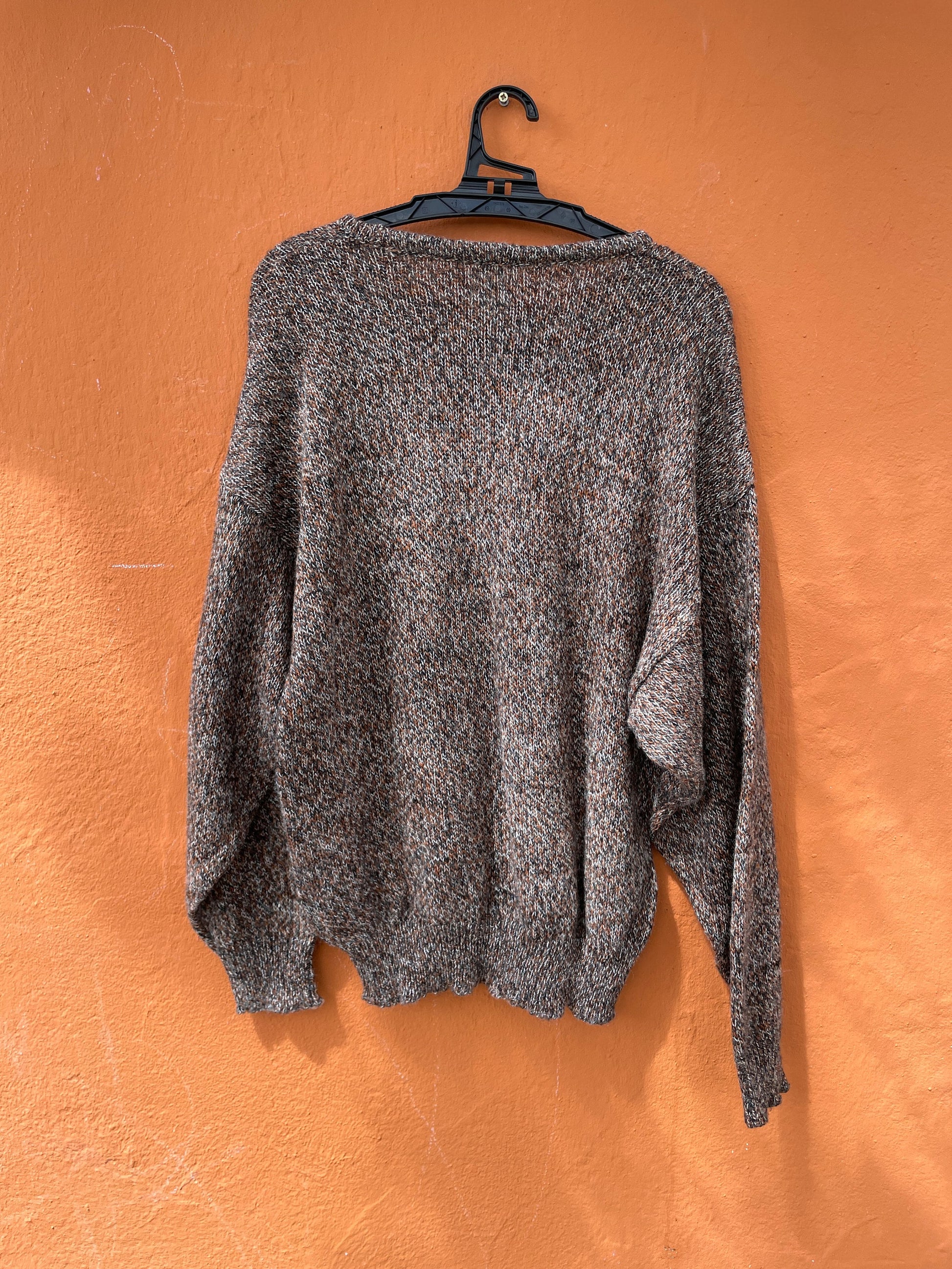 Vintage Italian Jumper with Feather Detailing, Mixed Wool Blend, Retro Aesthetic
