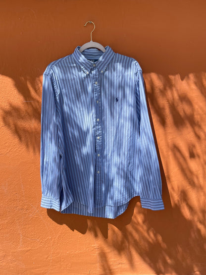 Vintage Striped Cotton Polo Shirt — back view