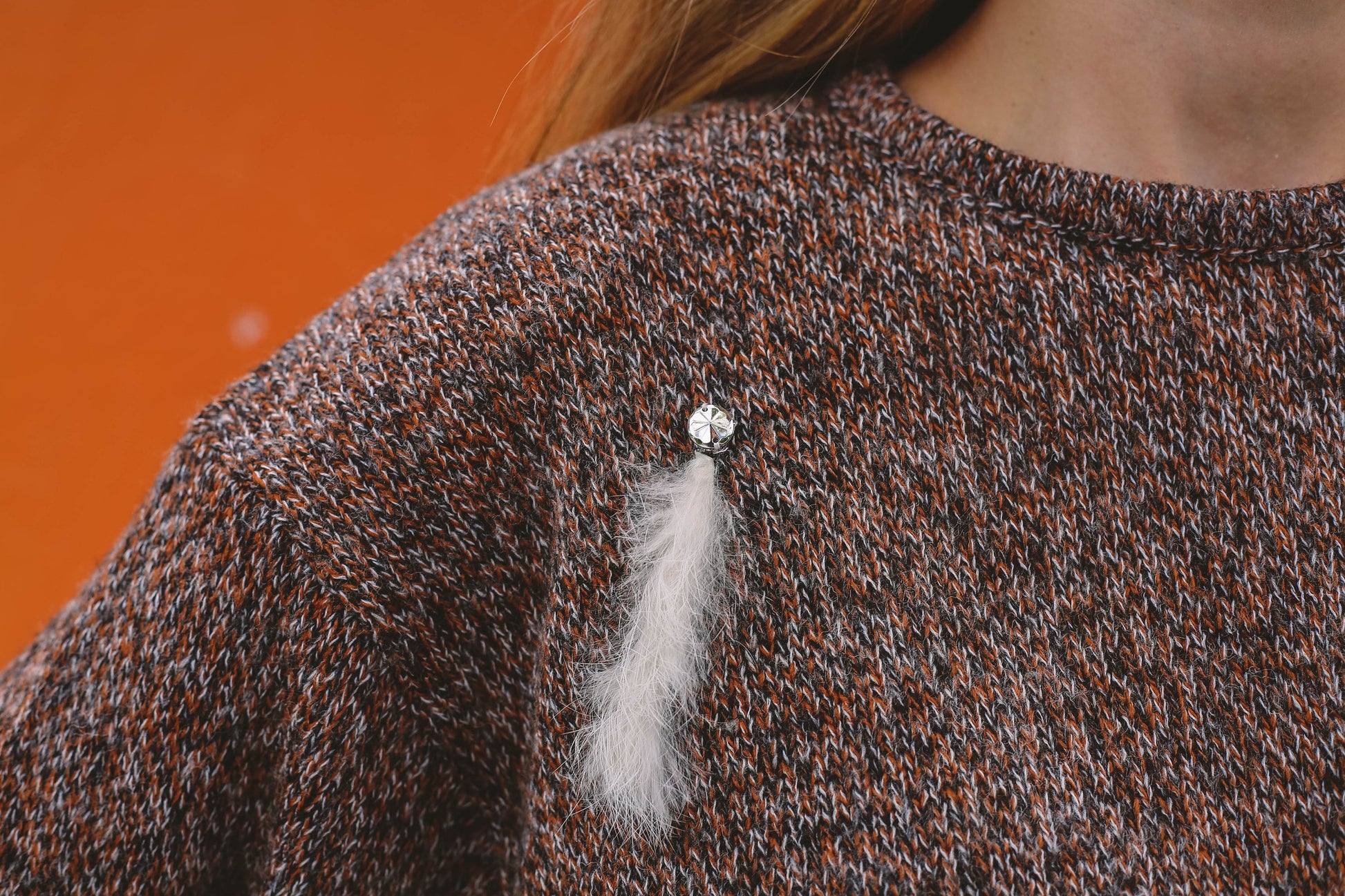 Vintage Italian Jumper with Feather Detailing, Mixed Wool Blend, Retro Aesthetic