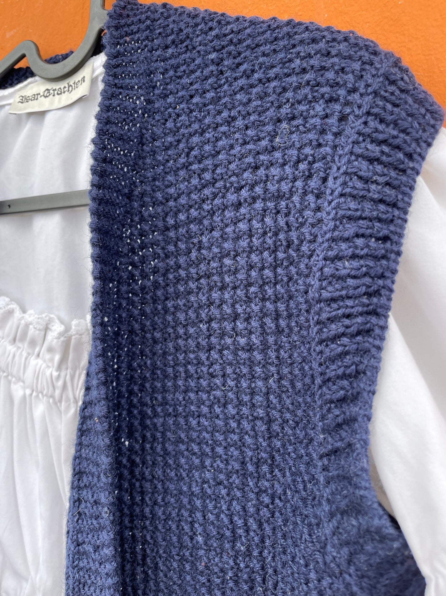 Vintage Navy Blue Hand-Knit Cardigan — additional view 5