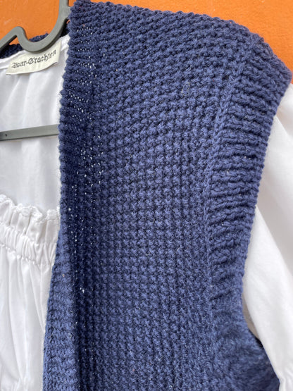 Vintage Navy Blue Hand-Knit Cardigan — additional view 5